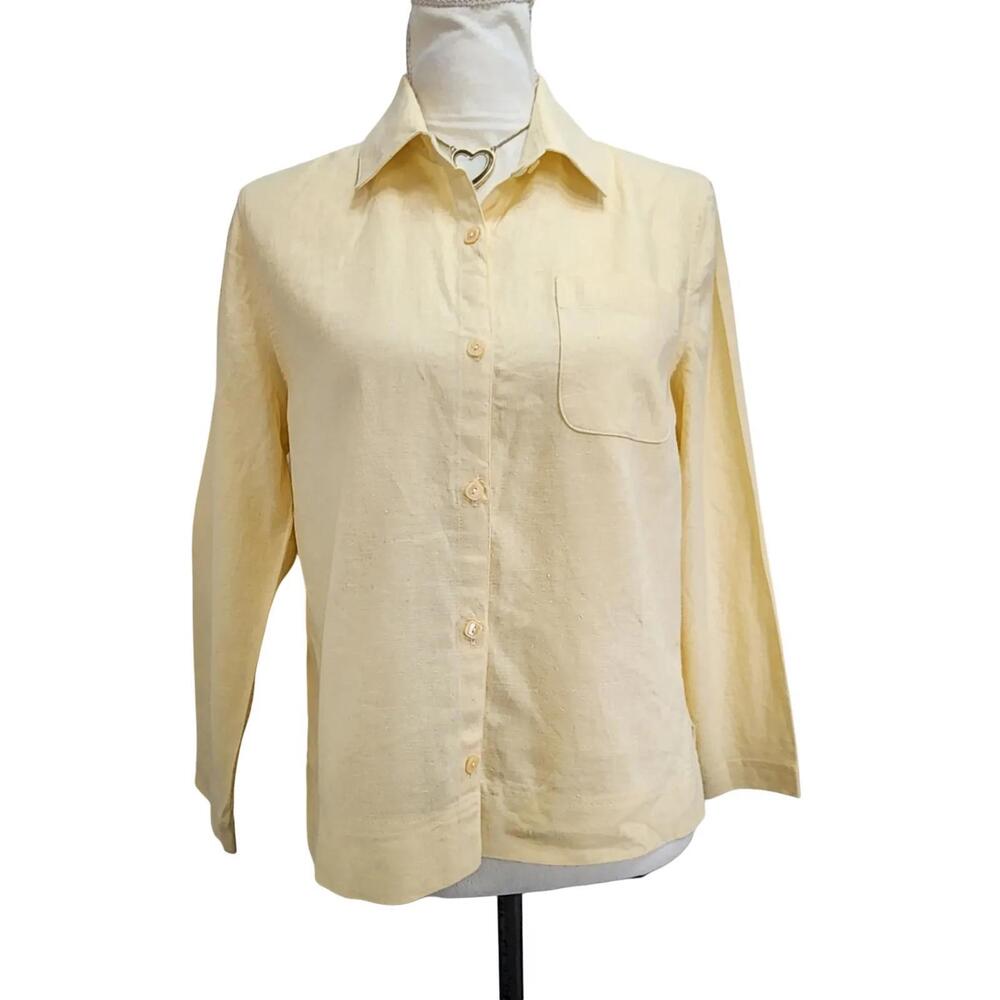 Norton McNaughton. Vintage, Butter Yellow Linen Blend Top. Size: PS